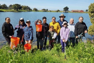 Kids standing at Aquatic Park