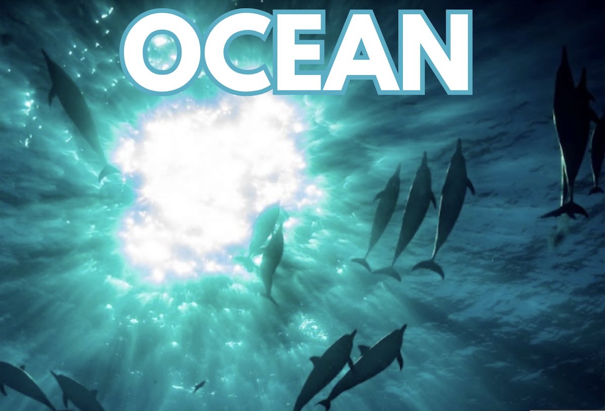 Ocean film poster with dolphins
