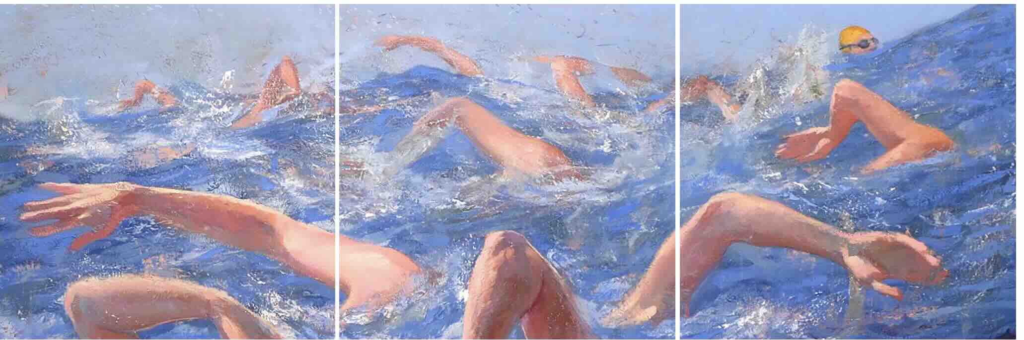 painting of swimmers by Shane McClatchey